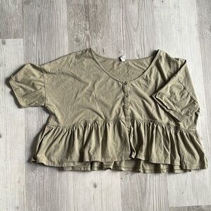 Olive Green Ruffle Crop